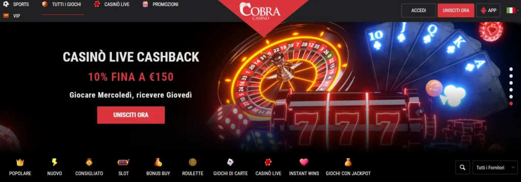 Nuovi casinò Cobra si è classificato al 5° posto nel nostro rating