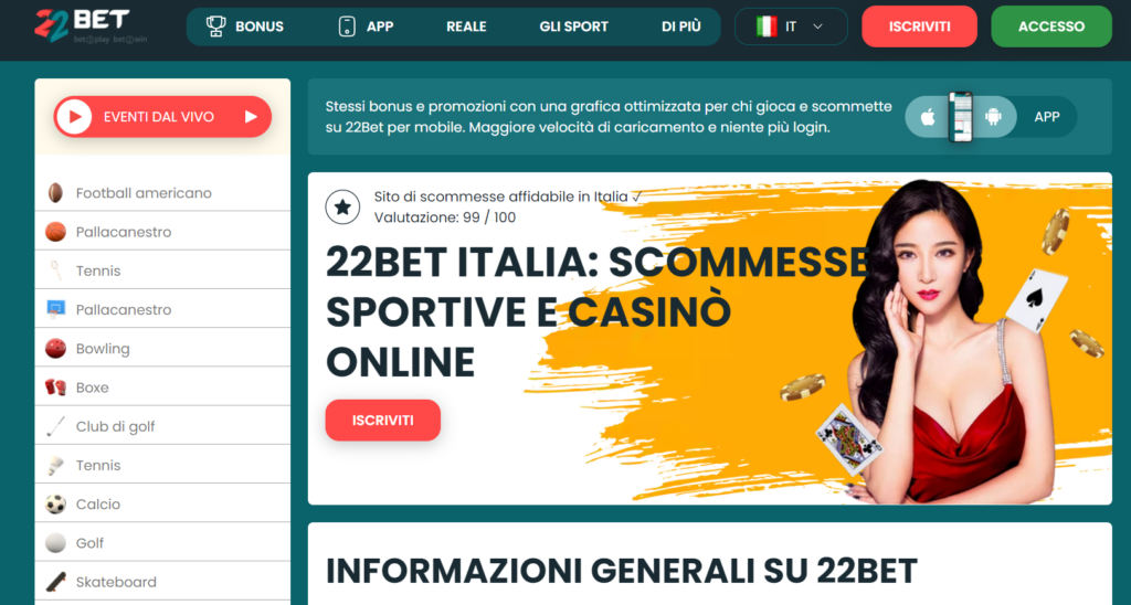 22bet casino home page